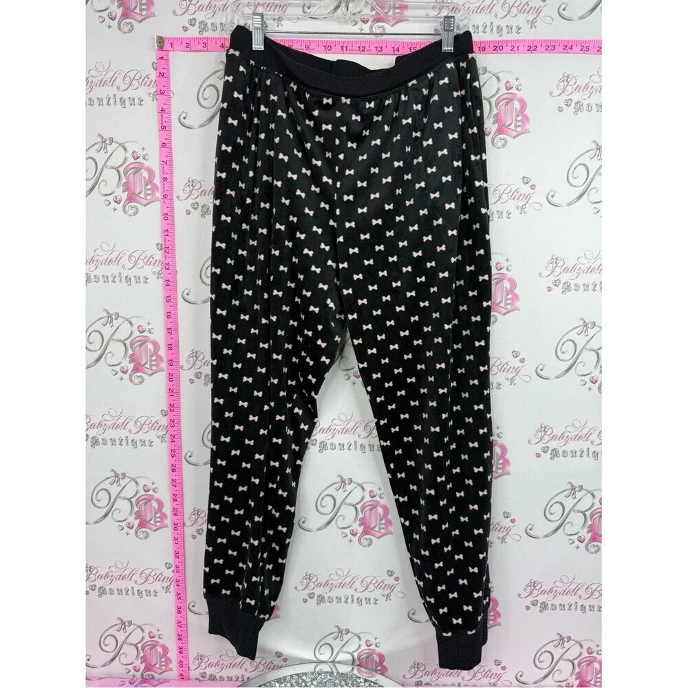 kate spade Black Jogger Pants with Pink Bow Print